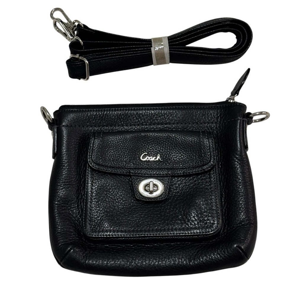 Coach Black Pebbled Leather Crossbody Bag with Turnlock
